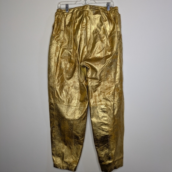 Vintage Distressed Gold Wide Leg Leather Pant 1X - Picture 8 of 14